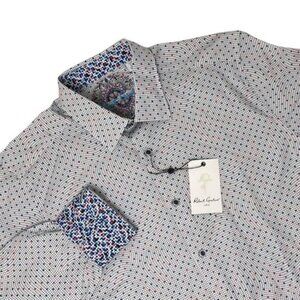 Robert Graham Men's SMALL Blue Polka Dot Flip Cuff Drummond Shirt NWT MRSP $198